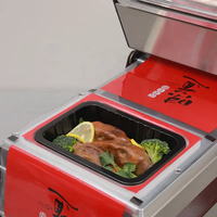 Machine de scellage de barquettes semi-automatique manuelle en acier inoxydable pour emballage alimentaire sous film, scelleuse de table économe en énergie