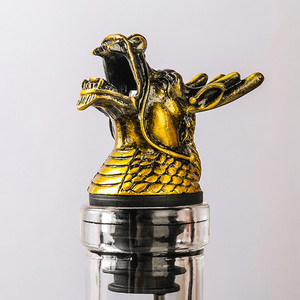 Diseño personalizado Bronce Gris Metal Animal Cabeza de jabalí Ecológico Durable Reutilizable Sellado Vertedor de vino y tapón de botella - Product Image 5