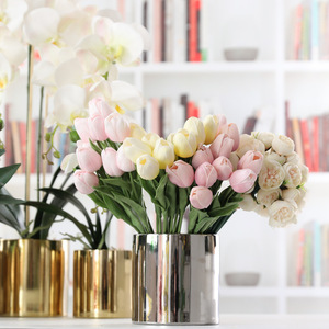 A-586 de tulipán Artificial de tacto Real para decoración del hogar, tulipán Artificial de 13,4 pulgadas, blanco, amarillo, naranja, Mini PU, para fiesta de boda, oferta - Product Image 4