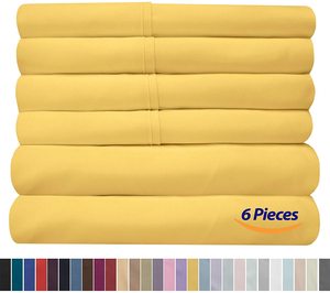 Bộ Ga Giường Sang Trọng Cho Khách Sạn Bộ Sưu Tập Bạch Kim Dòng 1800 Bộ 6 Món Nữ Hoàng Màu Vàng - Product Image 2