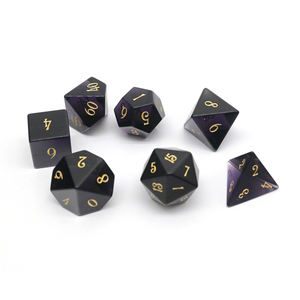 Dés DND Translucides Noir et Violet Fabriqués à la Main en Usine, 7 Pièces, Dés en Pierre Précieuse pour <span class=keywords><strong>Jeux</strong></span> <span class=keywords><strong>de</strong></span> Rôle sur Table D&D - Product Image 4