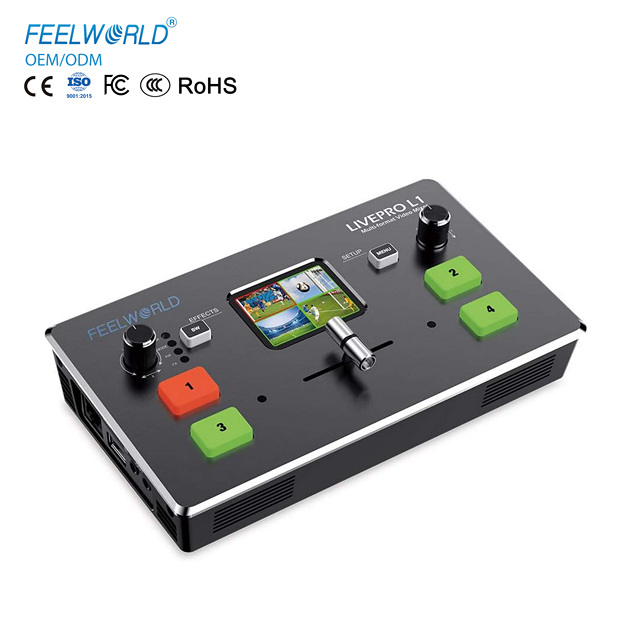 FEELWORLD LIVEPRO L1 V1 Broadcast Grade Switcher HDMI Video Mixer 4Inputs Live Production USB3.0 Streaming OEM Factory Wholesale