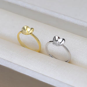 แหวนเงินแท้ S925 ลายดอกไม้เรียบง่าย แบบเปิด สำหรับผู้หญิง พร้อมไข่มุก DIY อุปกรณ์เสริม ขนาด 8-9  ฐานเปล่า รูปทรงเลข 197 - Product Image 3