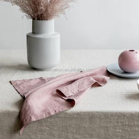 Vente en gros de serviettes de table en lin poussiéreux personnalisées, ensemble de nappes et serviettes en lin pur