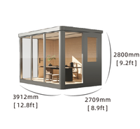 Rumah Kontainer Kaca Mewah Prefabrikasi untuk Halaman Belakang T2739 1 Kamar Kantor Taman Rumah Mungil 12.8Ft 8.4Ft