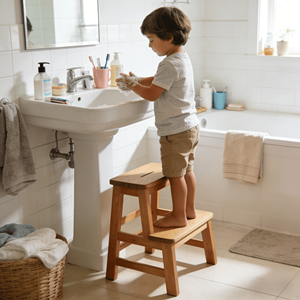 Repose-pieds pour enfants en <span class=keywords><strong>bois</strong></span> robuste réglable en hauteur Addreen pour marchepied de cuisine - Product Image 3