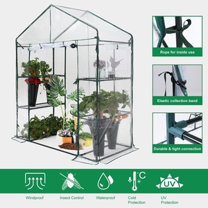 Nhà Kính Đi Bộ ABCCANOPY Trong Nhà Ngoài Trời Với Kệ 2 Tầng 4 Nhà Kính Làm Vườn Di Động (Vỏ PVC Trong Suốt) - Product Image 3