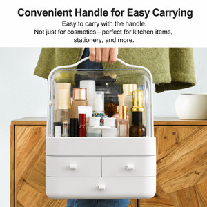 Organizador de Cosméticos Portátil de 3 Niveles para Encimera, Organizador de Maquillaje a Prueba de Polvo, Estuche para Cosméticos, Organizador de Belleza, <span class=keywords><strong>Caja</strong></span> de Maquillaje - Product Image 2