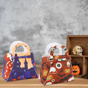 Halloween Candy Bags Colorful Halloween Trick or Treat Bags Non Woven Halloween Tote Bags for Trick or Treat Gift