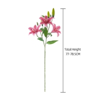 Tige de lys artificielle MW40001 avec 3 fleurs et 3 bourgeons, décoration florale pour la maison, arrangement de mariage