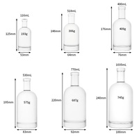 Bouteilles en verre rondes personnalisées pour vin, whisky, vodka, liqueur, de 100 ml à 1000 ml, avec impression de logo
