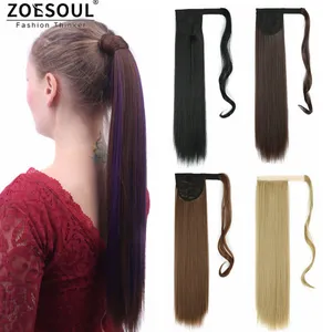Low Price Wrap Around Ponytail Extension 1pc 22inch 100g Long Natural Straight Hair Synthetic Clip in Ponytail for women wig