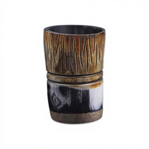 Tasses à boisson en matériau organique écologique au design marbré brun et blanc de luxe moderne avec couvercles HASAN CRAFT HC-0001 - Product Image 1