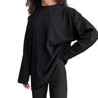 Haute qualité surdimensionné Streetwear femmes T-shirt col rond à manches longues décontracté grande taille Gym 260gsm poids lourd T-shirt pour les femmes