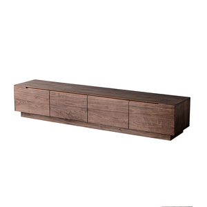 Mueble de TV Minimalista para Sala de Estar de Nogal Negro, Tamaño Personalizable, <span class=keywords><strong>Madera</strong></span> Maciza, Ahorro de Espacio, Multifuncional, 5+ Cajones/Estantes - Product Image 1