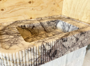 Natura Milas Carreaux de marbre lilas Lavabos de salle de bains Lavabo à main <span class=keywords><strong>suspendu</strong></span> au mur pour salle de bains - Product Image 6