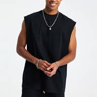 Camiseta sin mangas para hombre, 100% algodón, tejido de punto, 300g, peso pesado, corte holgado, lisa para estampar, venta al por mayor