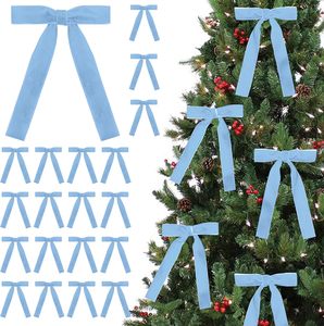 Penjualan Langsung Pabrik 24pcs Pita Beludru Biru Muda Hiasan Pohon Natal Klasik Tradisional Dekorasi Karangan Bunga Garland - Product Image 1