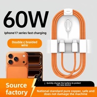 Kabel Data IPhone17 Braided Type-C 60W Pengisian Cepat & Transfer Data untuk Ponsel