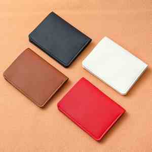 Simple Foldable Snap-Clasp <b>Small</b> Coin <b>Purse</b> Drivers Soft Leather Factory Wholesale Holder Credit Card Case - Product Image 4