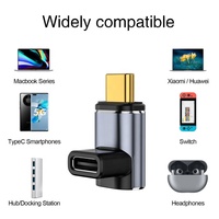 Adaptateur magnétique USB C 90 degrés 40Gbps Type-C PD 100W Adaptateur de charge rapide Connecteur Type C Convertisseur mâle à femelle