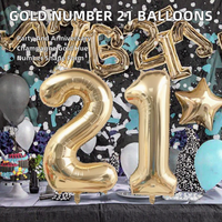 Ballons en Mylar Or Clair Numéro 21 de 40 Pouces pour Anniversaire 21 Ans, Mariage, Célébrations, Décorations OEM ODM
