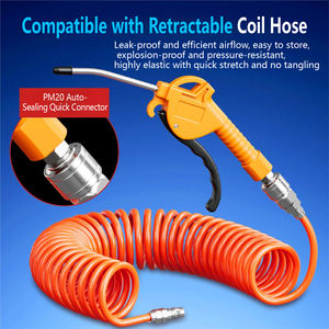 Pistola de Aire a Presión con Manguera Espiral 6M y Conector Rápido PM20 de 1/4 pulgada para Camión Soplador Industrial - Product Image 3