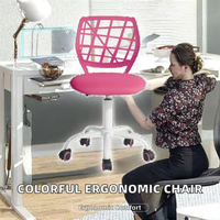 Chaise de bureau ergonomique moderne pivotante à 360° en maille PP pour étudiant, hauteur réglable, structure métallique thermolaquée, base à 5 étoiles avec roulettes