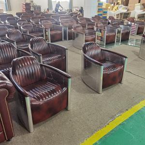 كرسي من الجلد الكلاسيكي العتيق لصالة الطيارين لغرف النوم وصالات السيجار ونوادي الويسكي KTV للجلوس أثاث على الطراز العتيق - Product Image 6
