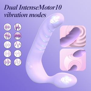 APP Control Remote Double Headed Strap on <b>Vibrator</b> 100% Waterproof 10 <b>Vibration</b> Modes USB Rechargeable Silicone Women's Sex Toy - Product Image 2