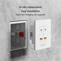 Prise électrique murale USB multi-ports universelle, prise de charge murale intelligente USB Type-C à 4 ports 20W, adaptateur de prise pour téléphone portable 220V