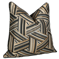 Luxe noir or jeter oreiller couvre géométrique rayure décoration de la maison taies d'oreiller 50*50 nouvelle housse de coussin canapé chambre bureau