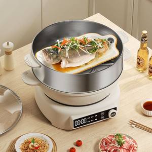 Novo Produto Fogão Elétrico Dividir Frigideira Elétrica Panela Quente Elétrica Tampa De Vidro Temperado - Product Image 4