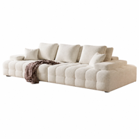 Canapé trois places carré en velours chenille, style minimaliste italien, fabriqué sur mesure à l'usine de Foshan, durable, écologique, moderne, pour salon, petite maison ou hôtel.