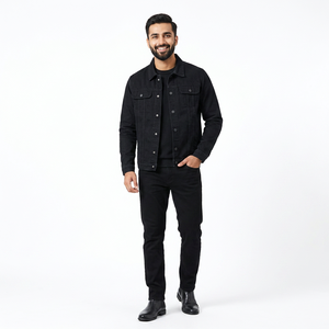 Veste en jean brodée de haute qualité pour hommes, style motard, fermeture éclair et boutons, 100 % coton, style urbain, vente en gros usine 2026 - Product Image 1