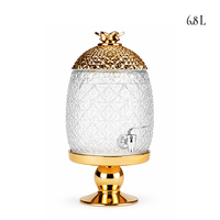 Distributeur de boissons en verre de 6,8 L avec robinet, pot ananas gaufré diamant, support doré pour service de boissons de luxe lors de banquets
