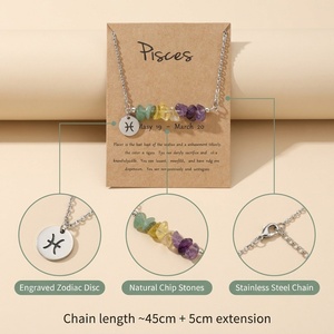 Collar con Barra <span class=keywords><strong>de</strong></span> Piedras Preciosas Naturales, 12 Signos del Zodiaco, Disco <span class=keywords><strong>de</strong></span> Plata Grabado con Piedra <span class=keywords><strong>de</strong></span> Nacimiento, Tarjeta Kraft, Regalo <span class=keywords><strong>de</strong></span> Cumpleaños Personalizado - Product Image 3