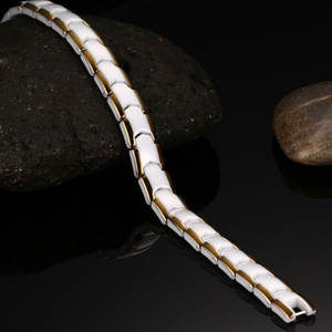 <span class=keywords><strong>Bracelet</strong></span> de thérapie magnétique bio en acier inoxydable avec perles en céramique blanche et hématite pour soulager la <span class=keywords><strong>douleur</strong></span>, l'arthrite, le syndrome du canal carpien - Product Image 2