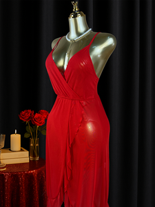 เดรสสายเดี่ยวแขนกุดเปิดหลังคอวีเซ็กซี่สำหรับผู้หญิงหลายสีชุดเดรสใส่เที่ยวกลางคืนขี้เกียจผ่อนคลายเวลาหยุดทำงาน - Product Image 6