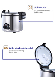 Tapa interior desmontable con vaporizador, alta calidad, inteligente, OEM, gran tamaño, CE, CB, ETL, comercial industrial, Arrocera marrón - Product Image 5