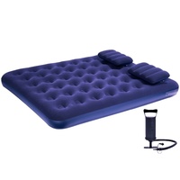 Matelas gonflable d'extérieur pliable avec coussin d'air et matelas floqué épais, matelas gonflable domestique avec pompe manuelle