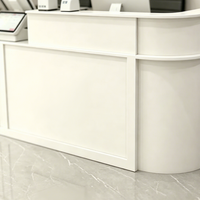 Comptoir de réception incurvé moderne blanc pour salon de beauté, petit comptoir de réception demi-rond avec rangement