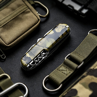 Couteau de poche multi-outils OEM personnalisable, manche camouflage feuille d'automne, ciseaux, scie, tire-bouchon, tournevis en acier inoxydable, EDC, camping