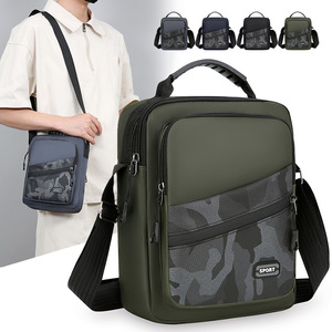 Bolso cruzado deportivo para hombre, pequeño, de tela Oxford, duradero, para viajes de negocios, verde militar, gris, azul, negro - Product Image 1