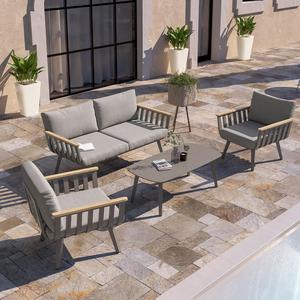 Ensemble de canapés de jardin en aluminium durables et confortables, meubles en métal au design moderne pour hôtels, parcs, cours et appartements - Product Image 4