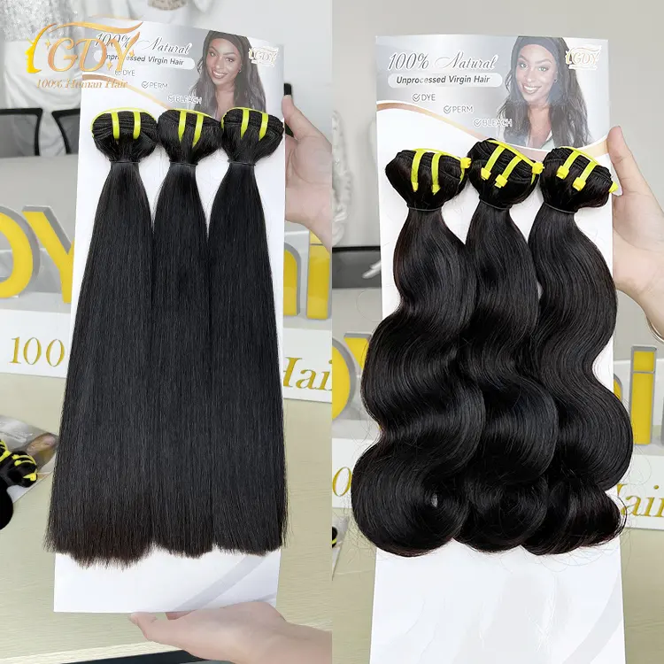 Paket rambut gratis GDYhair rambut bundel lurus Virgin mentah Brasil bundel rambut manusia bersambung kutikula dengan Set penutup