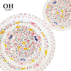 Juego de vajilla de cerámica Rosa romántico Ohere, plato de <span class=keywords><strong>cena</strong></span> en relieve de porcelana de hueso para decoración de fiesta de boda, platos de cargador con forma de flor - Product Image 6
