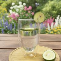 Mug en verre borosilicate à double paroi de 350 ml, haute transparence, écologique, moderne, pour boire de l'eau, du café, du thé, du vin, sain