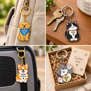 Porte-clés en métal personnalisés pour animaux de compagnie, mignons, en forme de chien ou de chat, en émail, cadeau personnalisé, souvenir, en alliage de zinc, faits à la main - Product Image 3