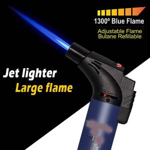 TECHNO rechargeable OEM ODM, imperméable au vent, flamme bleue réglable, puissant, portable, logo personnalisé, briquet torche incliné rechargeable - Product Image 5